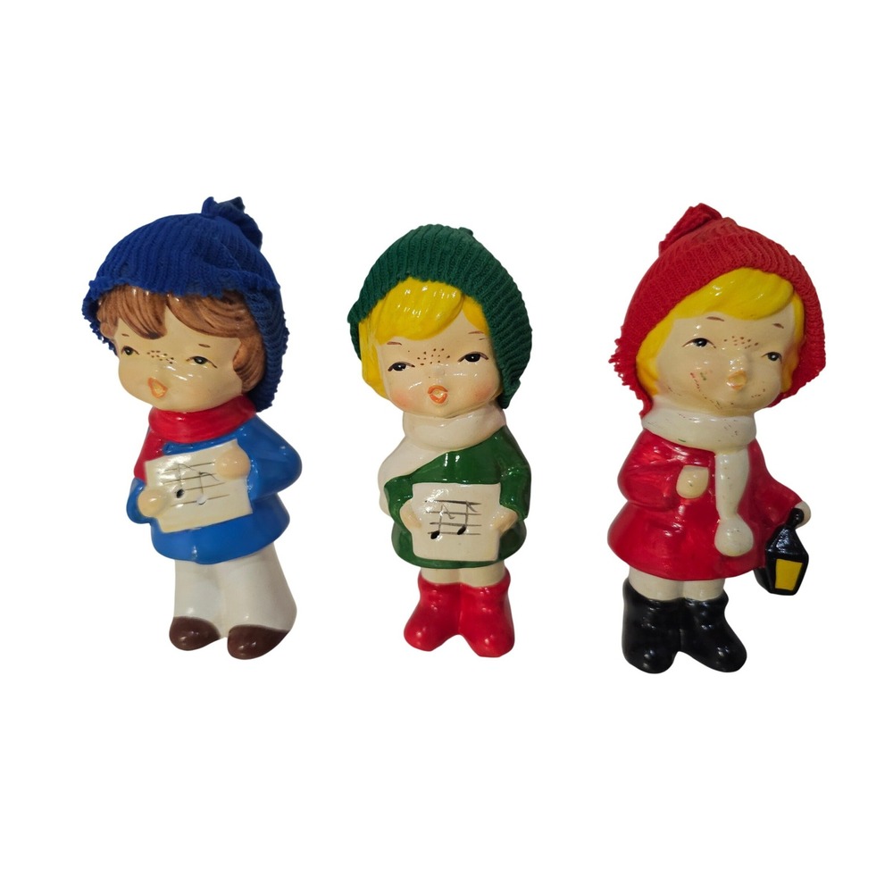 Vintage Napco Caroler Children Figurines Set Ceramic Japan‎ Musical Set of 3